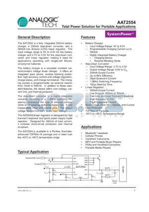 AAT2554IRN-CAQ-T1 datasheet - Total Power Solution for Portable Applications