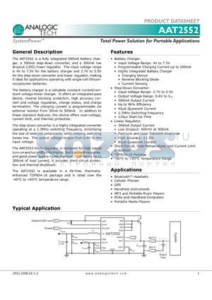 AAT2552_08 datasheet - Total Power Solution for Portable Applications