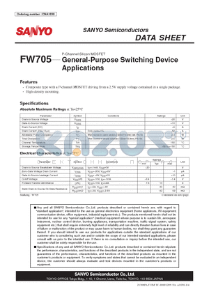 ENA1030 datasheet - P-Channel Silicon MOSFET General-Purpose Switching Device Applications