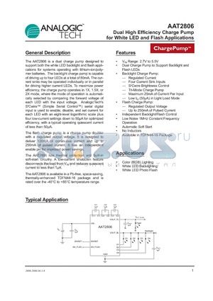 AAT2806IXN-4.5-T1 datasheet - Dual High Efficiency Charge Pump for White LED and Flash Applications