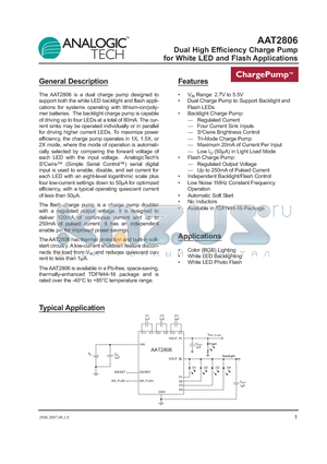 AAT2806_07 datasheet - Dual High Efficiency Charge Pump for White LED and Flash Applications