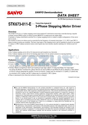 ENA1137B datasheet - Thick-Film Hybrid IC 3-Phase Stepping Motor Driver