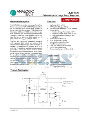 AAT2820 datasheet - Triple-Output Charge Pump Regulator