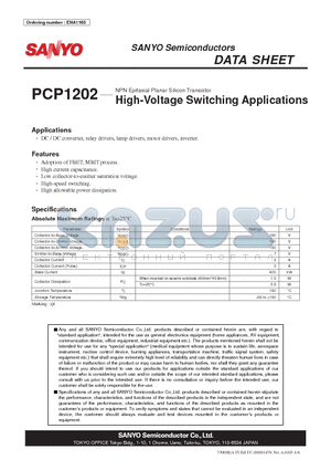 ENA1165 datasheet - NPN Epitaxial Planar Silicon Transistor High-Voltage Switching Applications