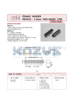 B14225BB1 datasheet - FEMALE HEADER PROFILE : 4.2mm SIDE-ENTRY TYPE