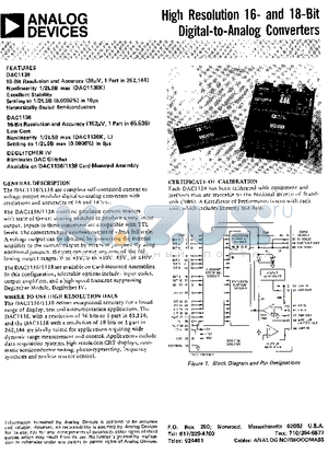 DAC1136K datasheet - HighR esoluti1o6n- a nd1 8-Bit Digital-to-AnaClongv efters