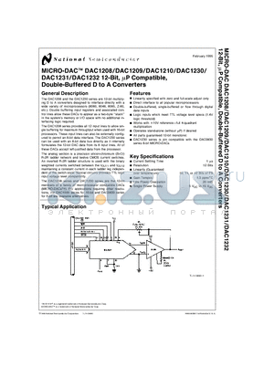 DAC1231LIN datasheet - 12-Bit, uP Compatible, Double-Buffered D to A Converters