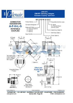 440SC073NF20 datasheet - EMI/RFI Banding Adapter Rotatable Coupling - Split Shell