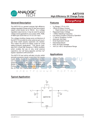 AAT3119 datasheet - High Efficiency 2X Charge Pump