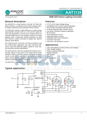 AAT3128ITO-T1 datasheet - RGB LED Fashion Lighting Controller