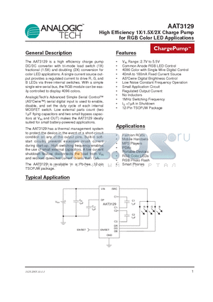 AAT3129ITP-60-T1 datasheet - High Efficiency 1X/1.5X/2X Charge Pump for RGB Color LED Applications
