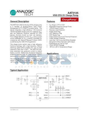 AAT3125 datasheet - USB OTG 5V Charge Pump