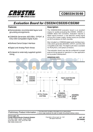 CDB5335 datasheet - Evaluation Board