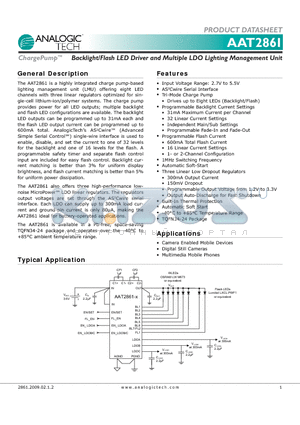 AAT2861IMK-2-T1 datasheet - Backlight/Flash LED Driver and Multiple LDO Lighting Management Unit
