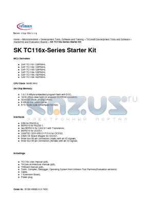 B158-H8690-G2-0-7600 datasheet - SK TC116x-Series Starter Kit
