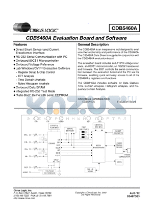 CDB5460A datasheet - Evaluation Board and Software