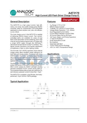 AAT3170IWP-T1 datasheet - High Current LED Flash Driver Charge Pump IC