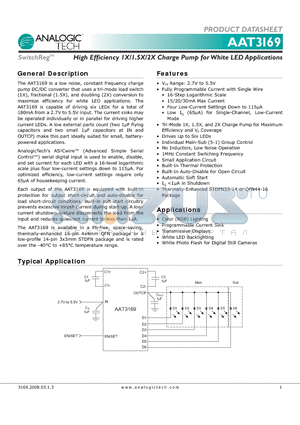 AAT3169_08 datasheet - High Efficiency 1X/1.5X/2X Charge Pump for White LED Applications