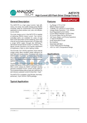 AAT3170 datasheet - High Current LED Flash Driver Charge Pump IC