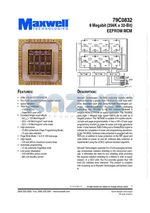 79C0832RT4QK-20 datasheet - 8 Megabit (256K x 32-Bit) EEPROM MCM