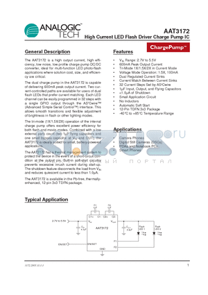 AAT3172 datasheet - High Current LED Flash Driver Charge Pump IC
