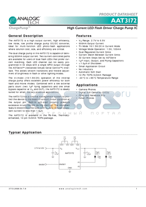 AAT3172_08 datasheet - High Current LED Flash Driver Charge Pump IC