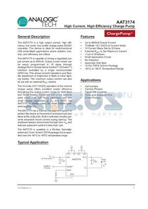 AAT3174 datasheet - High Current, High Efficiency Charge Pump