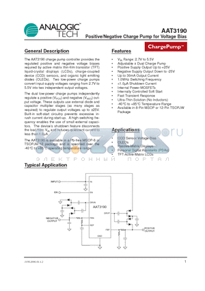 AAT3190IKS-T1 datasheet - Positive/Negative Charge Pump for Voltage Bias