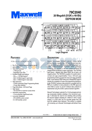 79C2040RPFH-15 datasheet - 20 Megabit (512K x 40-Bit) EEPROM MCM