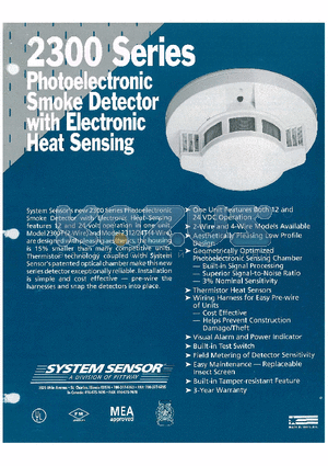 2312T datasheet - Photoelectronic Smoke detector with Electronic Heat Sensing