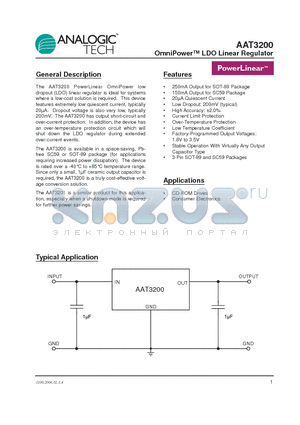 AAT3200 datasheet - OmniPower LDO Linear Regulator