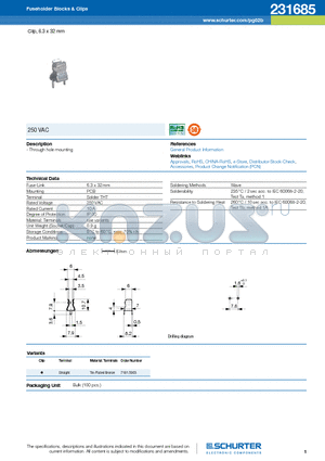 231685 datasheet - Clip, 6.3 x 32 mm