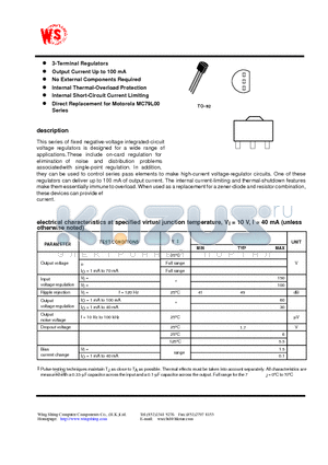 79L05 datasheet - Negative-Voltage Regulators