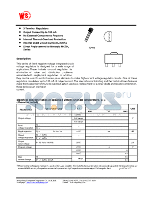 79L06 datasheet - Negative-Voltage Regulators