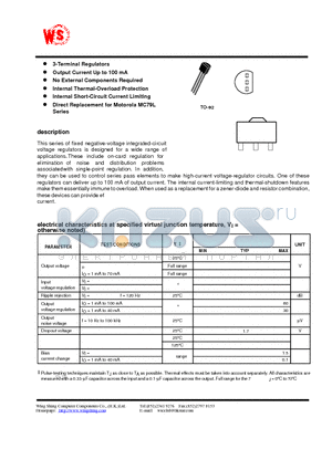 79L12 datasheet - Negative-Voltage Regulators