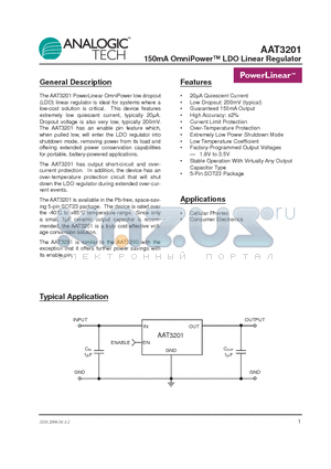 AAT3201IGV-3.3-T1 datasheet - 150mA OmniPower LDO Linear Regulator