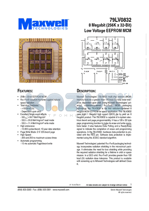 79LV0832RT1QK-25 datasheet - 8 Megabit (256K x 32-Bit) Low Voltage EEPROM MCM