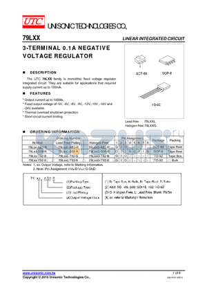 79LXX_10 datasheet - 3-TERMINAL 0.1A NEGATIVE VOLTAGE REGULATOR