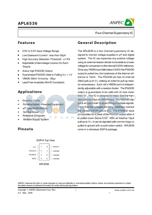 APL6536KI-TU datasheet - Four-Channel Supervisory IC