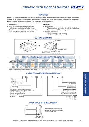 C0805F102K1RAC datasheet - CERAMIC OPEN MODE CAPACITORS