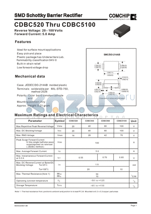 CDBC540 datasheet - SMD Schottky Barrier Rectifier