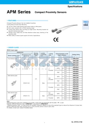 APM-A3K1 datasheet - APM Series Compact Proximity Sensors