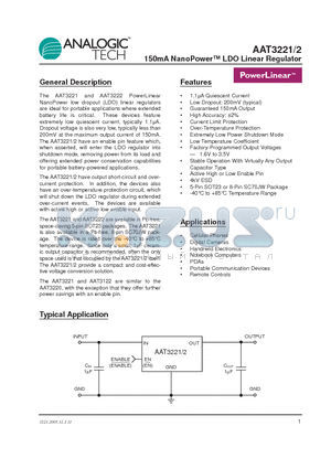 AAT3221IGV-1.8-T1 datasheet - 150mA NanoPower LDO Linear Regulator