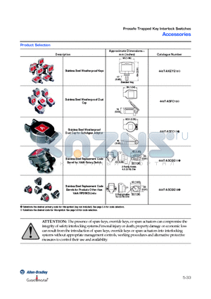 440T-ASFC11 datasheet - Prosafe Trapped Key Interlock Switches Accessories