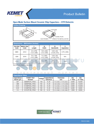 C0805F473K1RAC datasheet - Open Mode Surface Mount Ceramic Chip Capacitors - X7R Dielectric