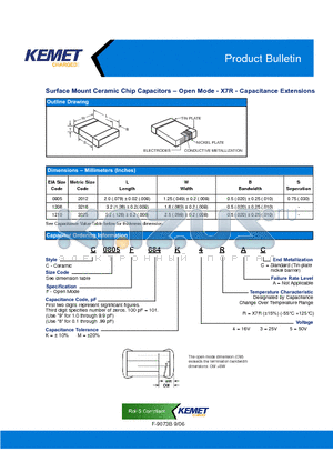 C0805F474K3RAC datasheet - Surface Mount Ceramic Chip Capacitors - Open Mode - X7R - Capacitance Extensions