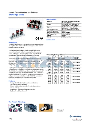 440T-MKEXE10 datasheet - Prosafe Trapped Key Interlock Switches Exchange Units