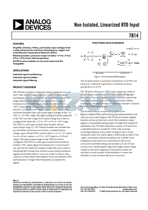 7B14 datasheet - Non Isolated, Linearized RTD Input