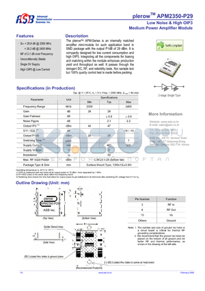 APM2350-P29 datasheet - Medium Power Amplifier Module