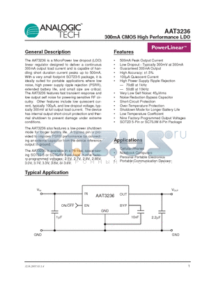 AAT3236 datasheet - 300mA CMOS High Performance LDO